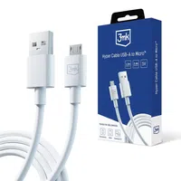 3mk Hyper Cable USB-A / MicroUSB 1.2m 5V 2,4A, bílá