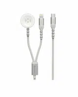 Swissten opletený magnetický kabel 2v1 pro Apple Watch a lightning, USB-C 1,2m bílá