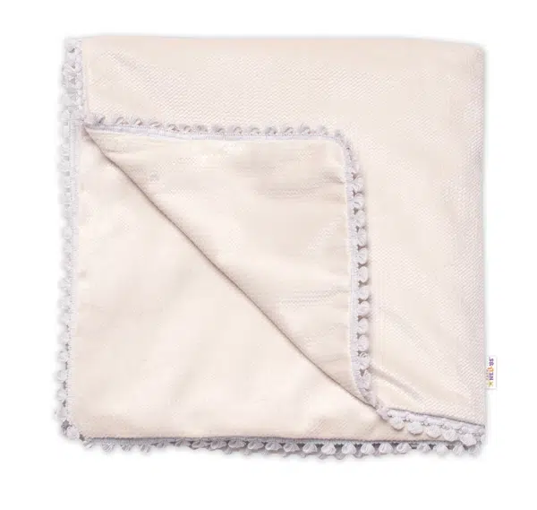 Baby Nellys Dětská deka Velvet - oboustranná s ozdobným lemováním, 100 x 75 cm, béžová