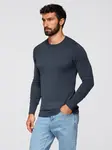 Ombre BASIC men's viscose classic sweater with round neckline - navy blue melange