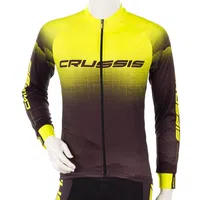 Cyklistický dres s dlouhým rukávem Crussis CSW-060 černá-fluo žlutá S