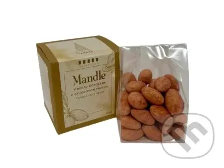 Vianočné dražé - mandle v bielej čokoláde s jahodami