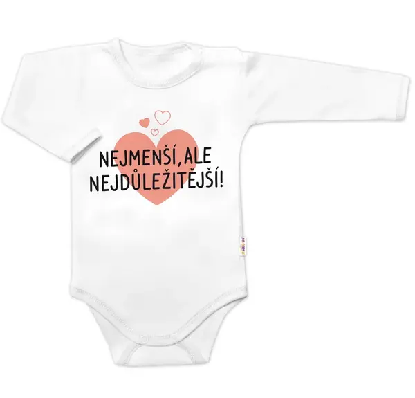 Baby Nellys Body dlouhý rukáv, Nejmenší, ale nejdůležitější,  bílé vel.  68