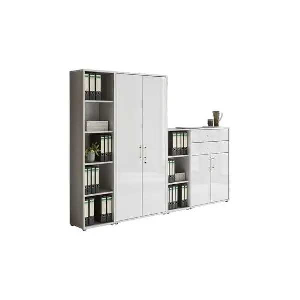 MID.YOU SKŘÍŇ NA ŠANONY, šedá, vysoce lesklá bílá, 257/185,6/33 cm