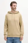 Mikina Tommy Jeans pánská, béžová barva, s kapucí, hladká, DM0DM20742