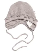 Baby Nellys Pletená čepička bonetka Girl, béžová, 68/74