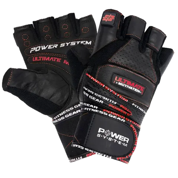 Power System Fitness rukavice ULTIMATE MOTIVATION černočervené - S