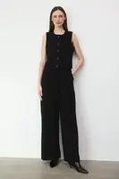 Kalhoty Medicine dámské, černá barva, široké, high waist