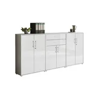 MID.YOU SKŘÍŇ NA ŠANONY, šedá, vysoce lesklá bílá, 253,2/113,6/33 cm