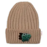 Baby Nellys Dětská zimní čepice Dino - cappuccino, vel. 48-54 cm