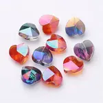 Electroplate Faceted Glass Heart Beads