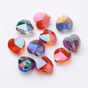 Electroplate Faceted Glass Heart Beads