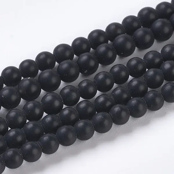 Natural Black Agate Beads Strands