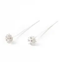 Brass Micro Pave Clear Cubic Zirconia Flower Head Pins