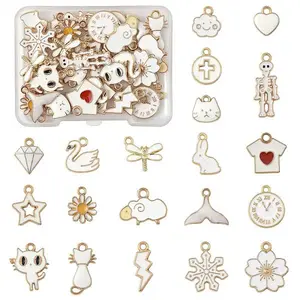 40Pcs 20 Styles Alloy Enamel Pendants