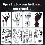 8Pcs Halloween Footproot Handprint PET Painting Stencils