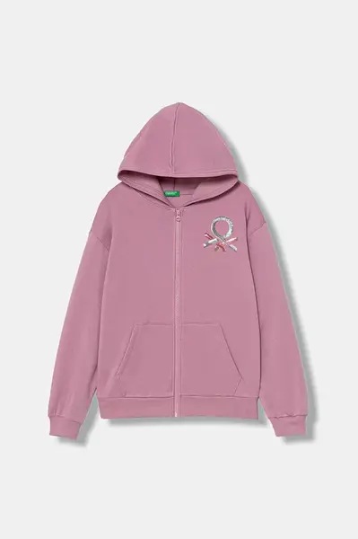 Dětská mikina United Colors of Benetton růžová barva, s aplikací, 39M2C505O
