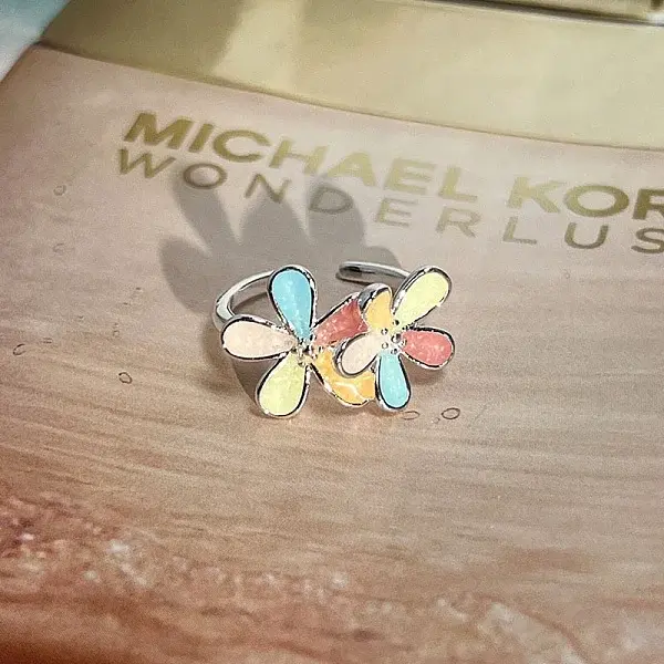 Adjustable Brass Enamel Cuff Open Rings