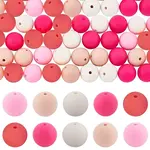 60Pcs 2 Styles Round Silicone Focal Beads with Fluorescence Acrylic Beads