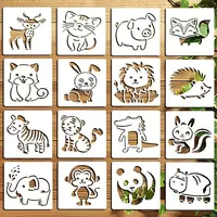 16Pcs Animals PET Painting Stencils