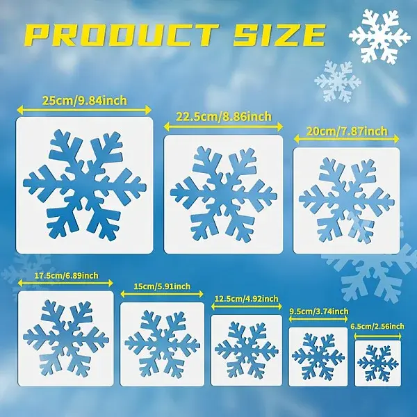 8Pcs Christmas Snowflake PET Painting Stencils