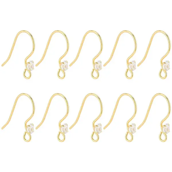 10Pcs 925 Sterling Silver with Clear Cubic Zirconia Earring Hooks