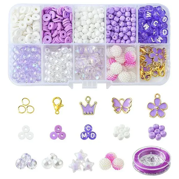 DIY Round Acrylic & Glass Beads Bracelets Jewelry Kits