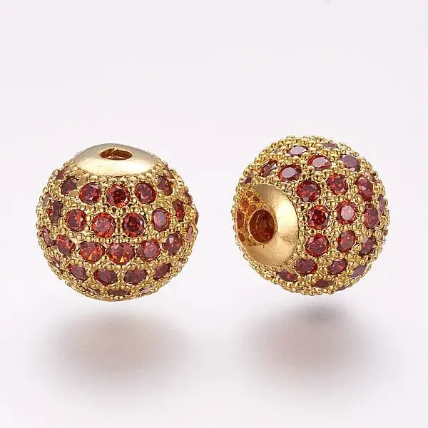 Brass Micro Pave Cubic Zirconia Beads