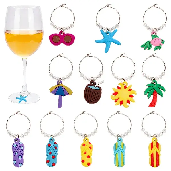 Ocean Theme PVC Wine Glass Charms