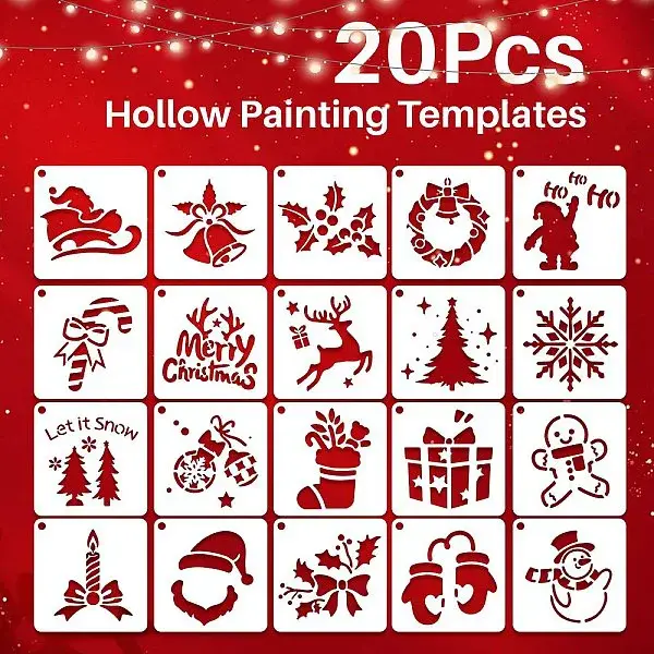 20Pcs Christmas PET Painting Stencils