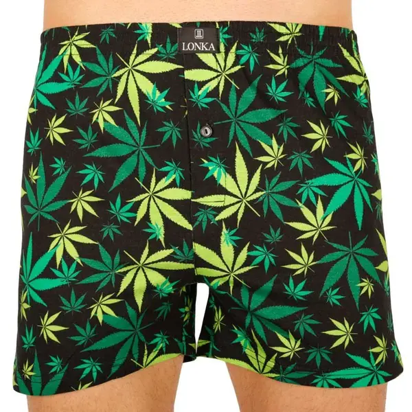 LONKA Pánské trenky černé (Karlos - tráva) L