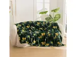 Mikroplyšová deka YELLOW BUTTERFLY, tmavě zelená Rozměr: 160 x 200 cm