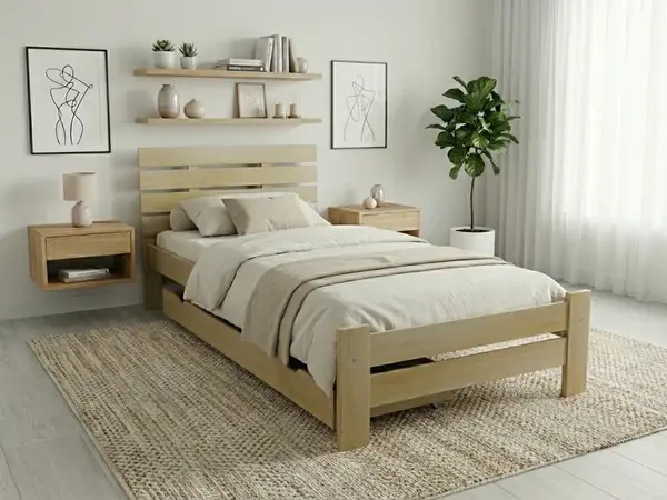 Posteľ PARIS zvýšená 90x200 cm, borovica Rošt: Bez roštu, Matrac: Matrac DELUXE 10 cm