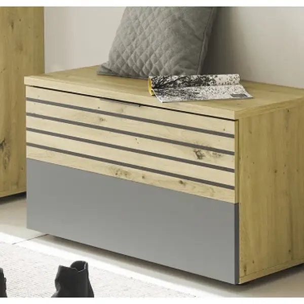 Předsíňová lavice s botníkem Milan, dub artisan/šedá