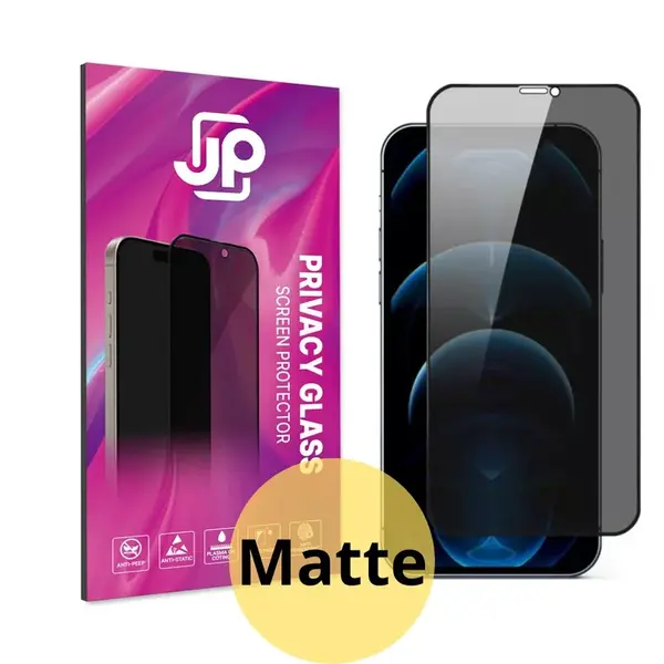 JP Matte Privacy Tvrzené sklo, iPhone 12 Pro Max, černé