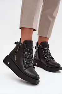 Kožené dámské kotníčkové boty na platformě s vyhříváním Artiker