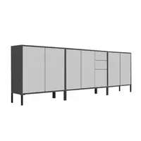 MID.YOU ŠIROKÁ KOMODA, antracitová, bílá, 263,5/86/33 cm