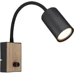 GLOBO Nástenné svietidlo ROBBY čierna/drevo GU10 35W 70 x 425 x 300 mm