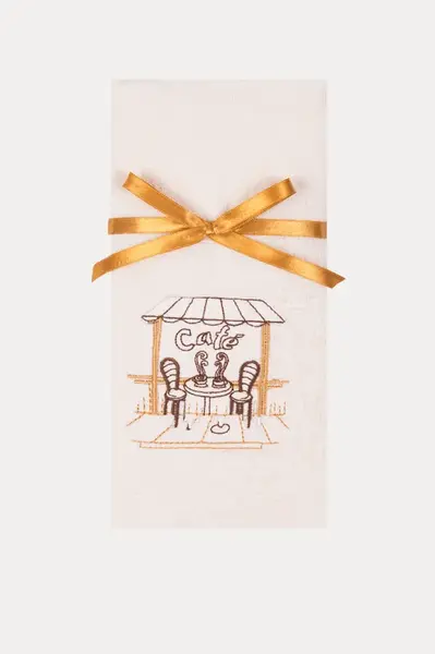 Kuchyňské utěrky CAFE, 2 ks Krémová / Hořčicová Sada (2ks, 40x60 cm)