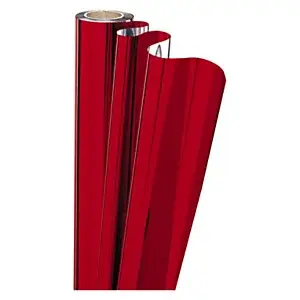 Celofán, metalická dárková fólie šířka 70cm, délka 50m, červená/stříbrná