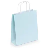 50 x Mini papírové tašky z kraftového papíru 180x220x80mm, modré