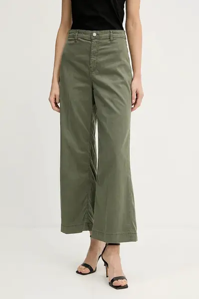 Kalhoty Guess DAKOTA dámské, zelená barva, high waist, W5GA1Y WH7B1