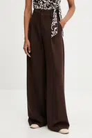 Kalhoty Answear.LAB dámské, hnědá barva, high waist