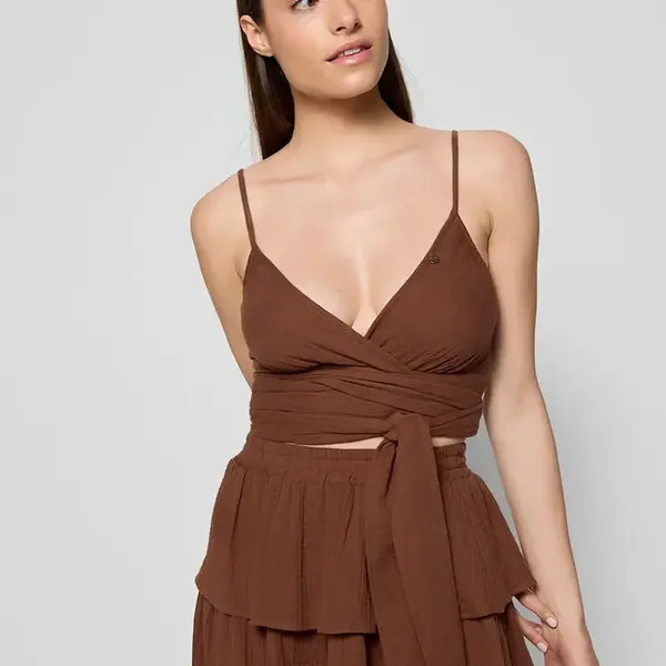 Kraťasy Bizuu OSTER dámské, hnědá barva, high waist, OSTER BROWN