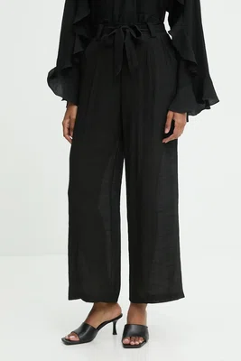 Kalhoty Answear.LAB dámské, černá barva, široké, high waist