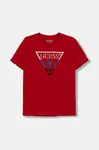 Dětské bavlněné tričko Guess červená barva, s aplikací, L5YI07 K8HM4