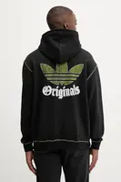 Bavlněná mikina adidas Originals Grfx Hoodie pánská, černá barva, s kapucí, hladká, JY2730