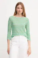 Tričko s dlouhým rukávem s příměsí lnu United Colors of Benetton zelená barva, 38O0D109X
