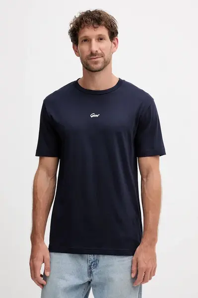 Bavlněné tričko Gant pánské, tmavomodrá barva, s potiskem, 2003343