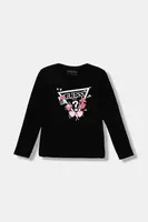 Dětské tričko s dlouhým rukávem Guess černá barva, J5YI01 K6YW4